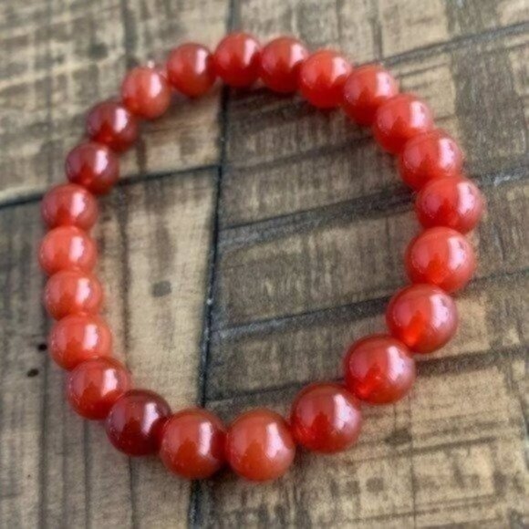 8mm Dark Carnelian Stretch Bead Bracelet - Picture 7 of 7